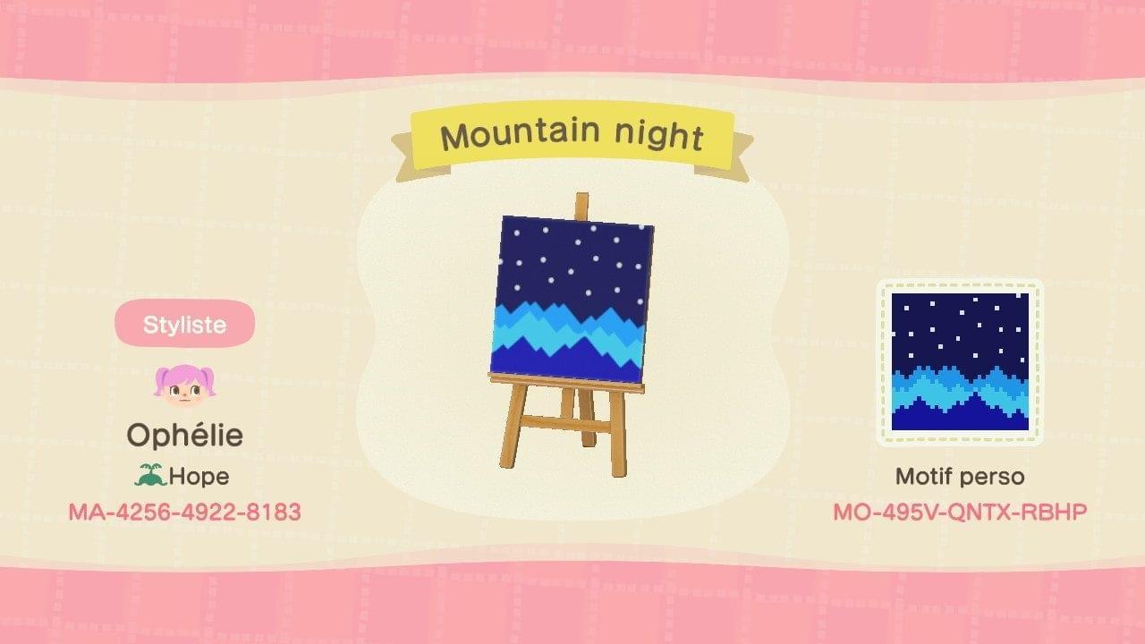 Animal Crossing Design Code: MO-495V-QNTX-RBHP Mountain night