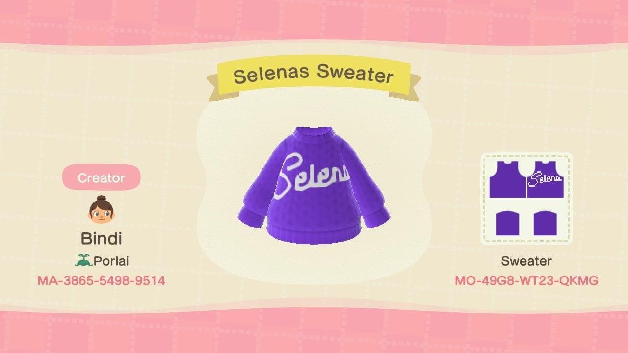 Animal Crossing Design Code: MO-49G8-WT23-QKMG Selenas Sweater