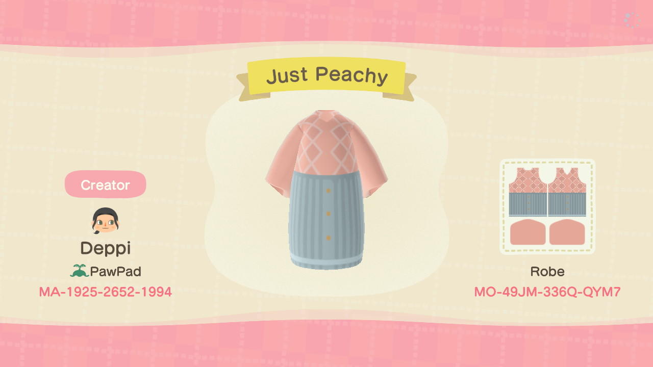 Animal Crossing Design Code: MO-49JM-336Q-QYM7 Just Peachy