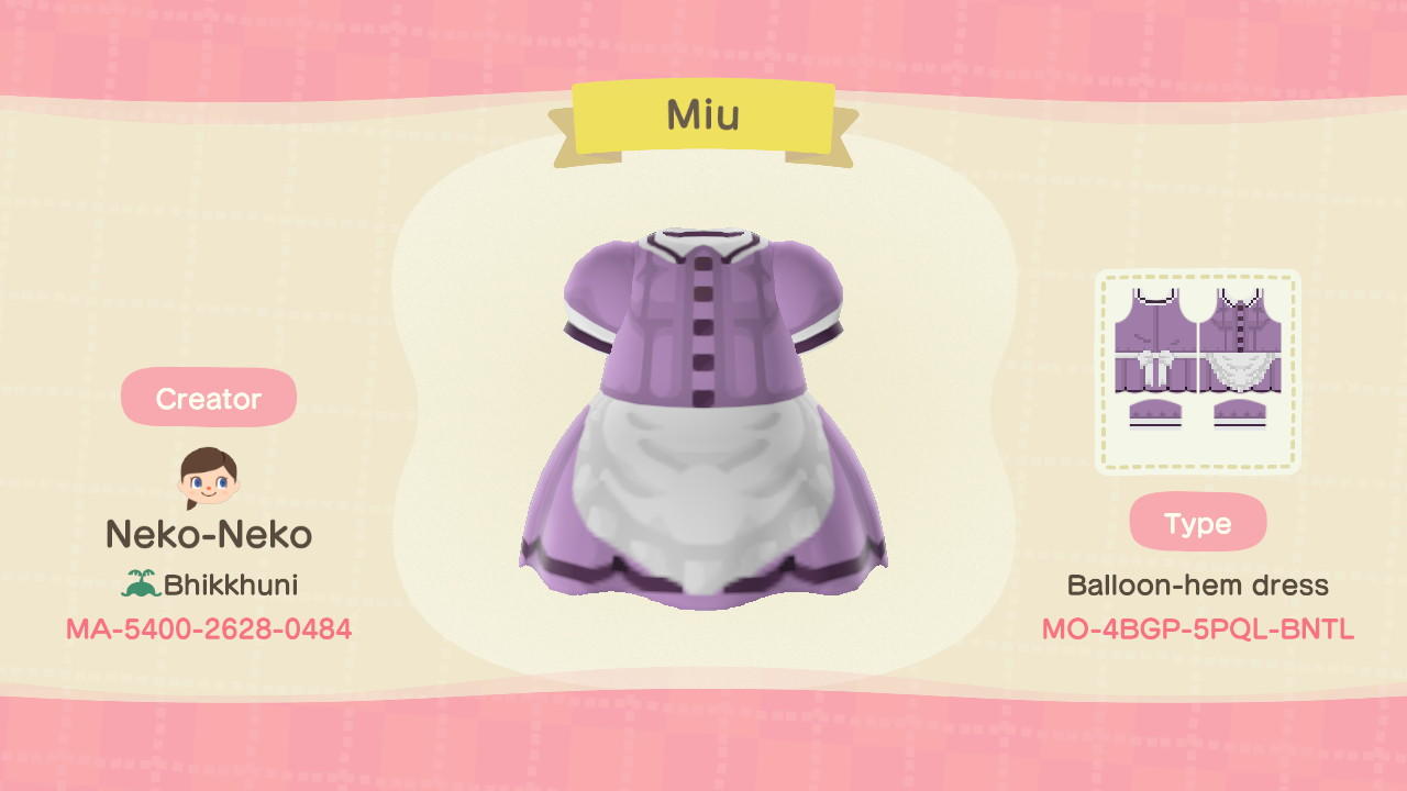 Animal Crossing Design Code: MO-4BGP-5PQL-BNTL Miu (Blend S)
