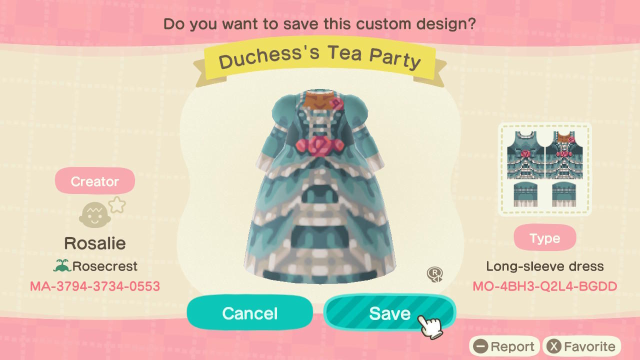 Animal Crossing Design Code: MO-4BH3-Q2L4-BGDD Duchess’ Tea Party