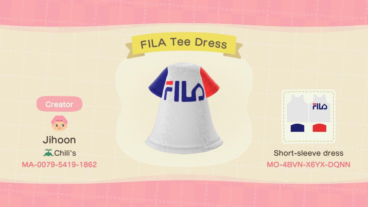 Animal Crossing Design Code: MO-4BVN-X6YX-DQNN FILA Tee Dress