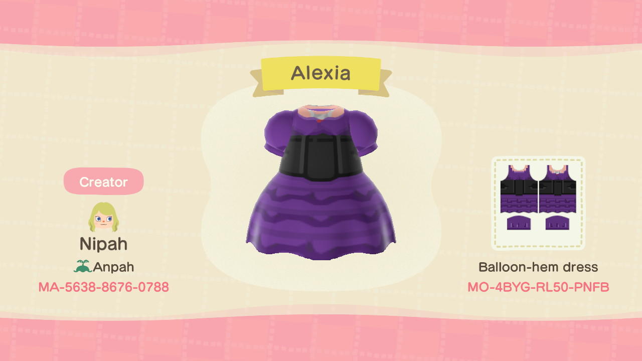 Animal Crossing Design Code: MO-4BYG-RL50-PNFB Alexia