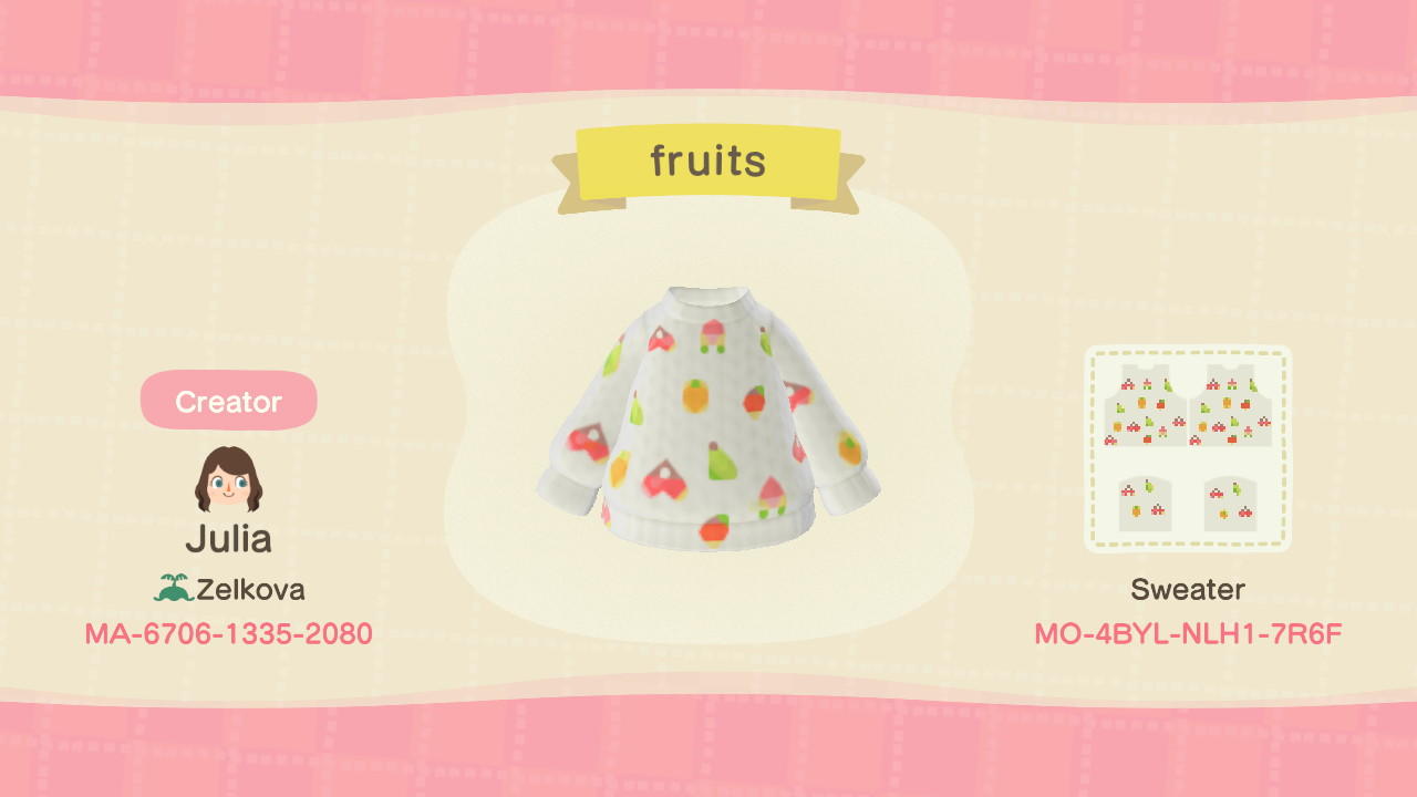 Animal Crossing Design Code: MO-4BYL-NLH1-7R6F fruits
