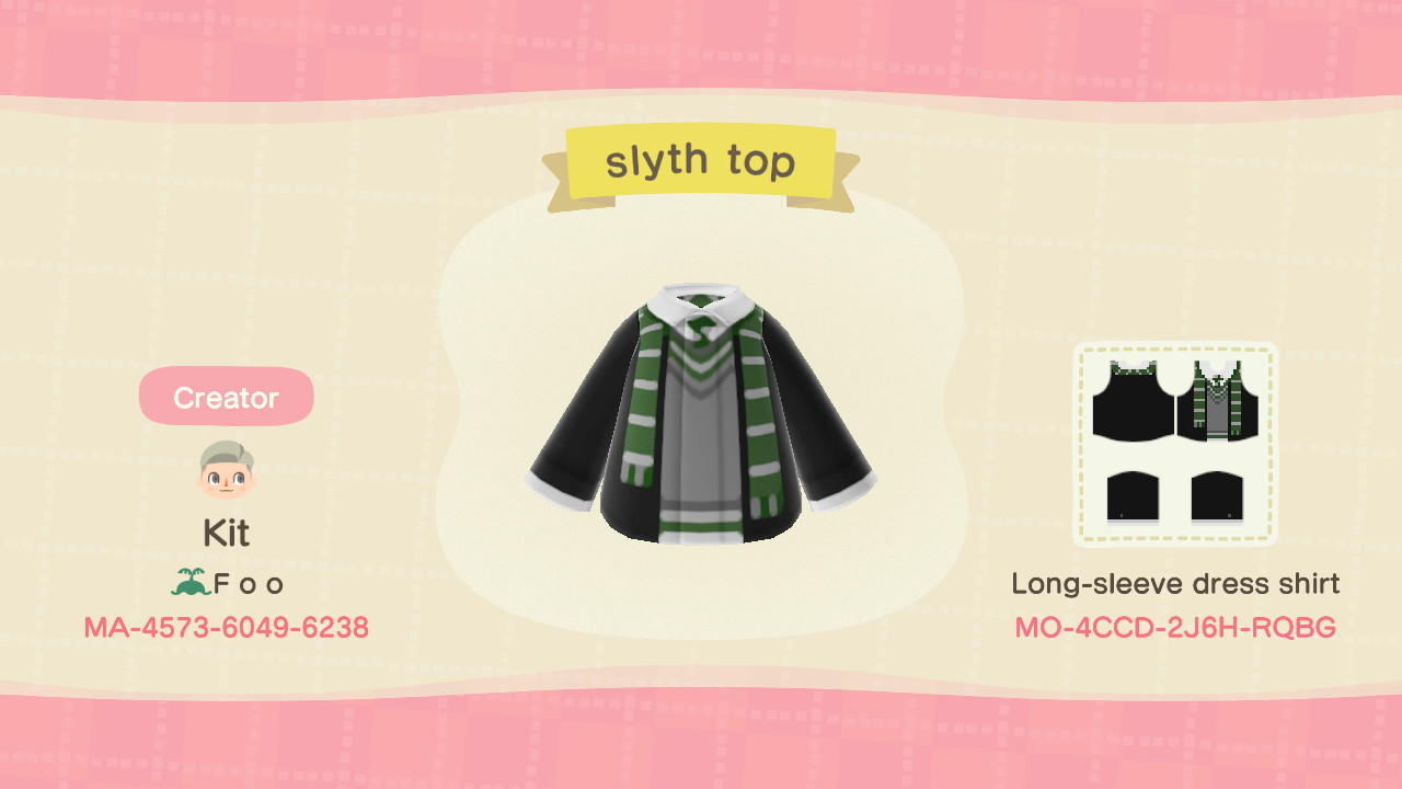 Animal Crossing Design Code: MO-4CCD-2J6H-RQBG Slyth top