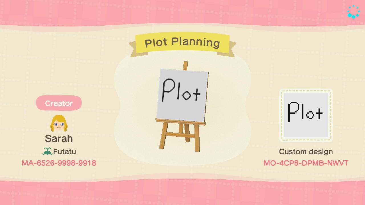 Animal Crossing Design Code: MO-4CP8-DPMB-NWVT Plot Planning
