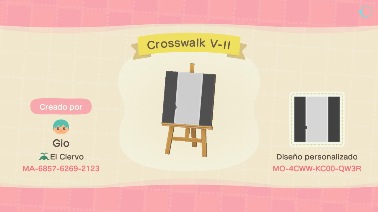 Animal Crossing Design Code: MO-4CWW-KC00-QW3R Crosswalk Street V-2