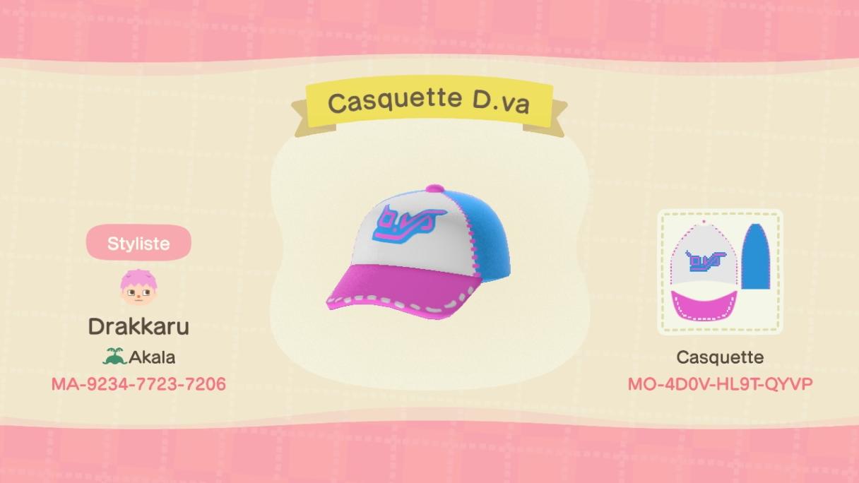 Animal Crossing Design Code: MO-4D0V-HL9T-QYVP D.va cap