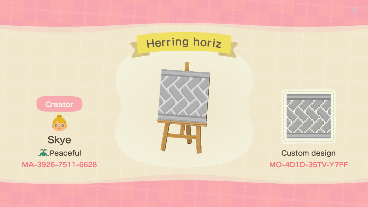 Animal Crossing Design Code: MO-4D1D-35TV-Y7FF Herringbone path hor