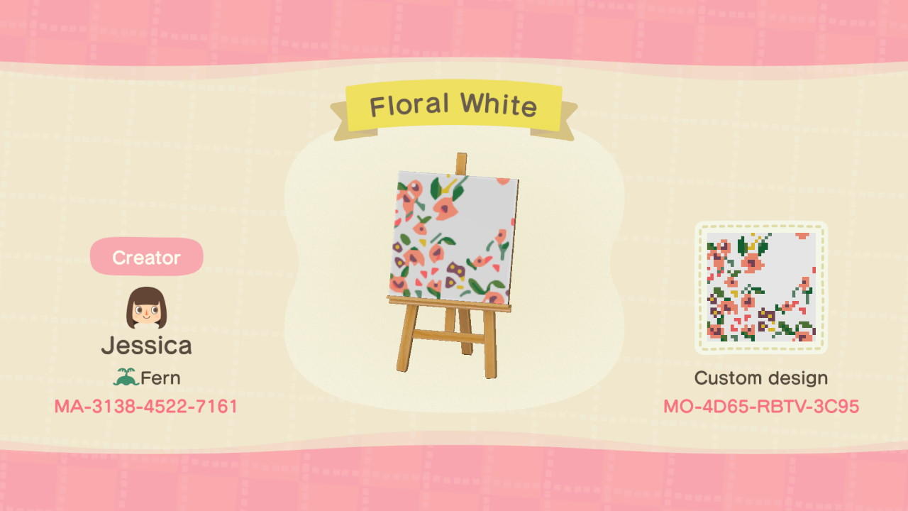 Animal Crossing Design Code: MO-4D65-RBTV-3C95 Floral White