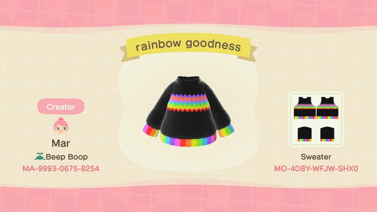 Animal Crossing Design Code: MO-4D8Y-WFJW-SHX0 Rainbow Goodness