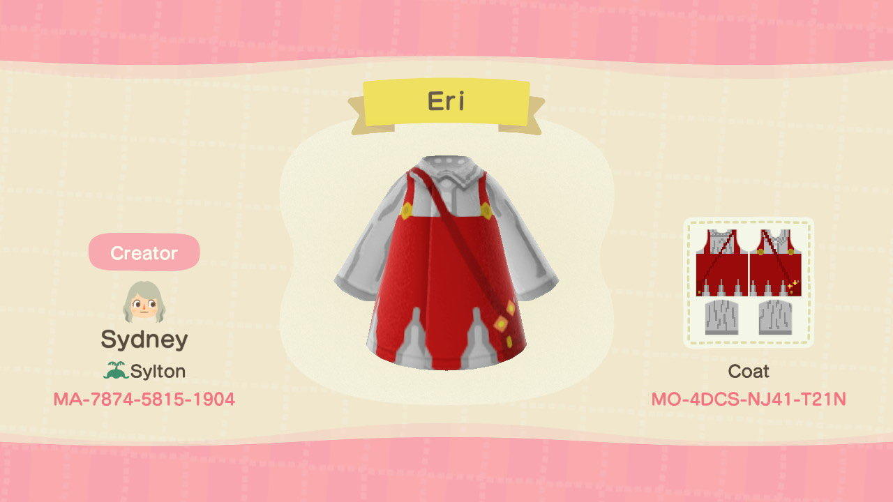 Animal Crossing Design Code: MO-4DCS-NJ41-T21N Eri&#39;s Dress