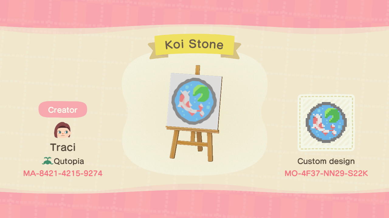 Animal Crossing Design Code: MO-4F37-NN29-S22K Koi Stepping-Stone