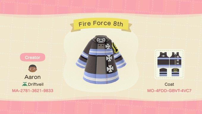 Animal Crossing Design Code: MO-4FDD-GBVT-4VC7 Fire Force Coat