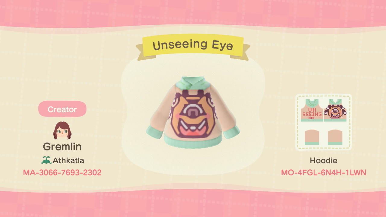 Animal Crossing Design Code: MO-4FGL-6N4H-1LWN Unseeing Eye