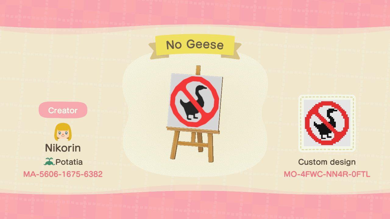 Animal Crossing Design Code: MO-4FWC-NN4R-0FTL No Geese