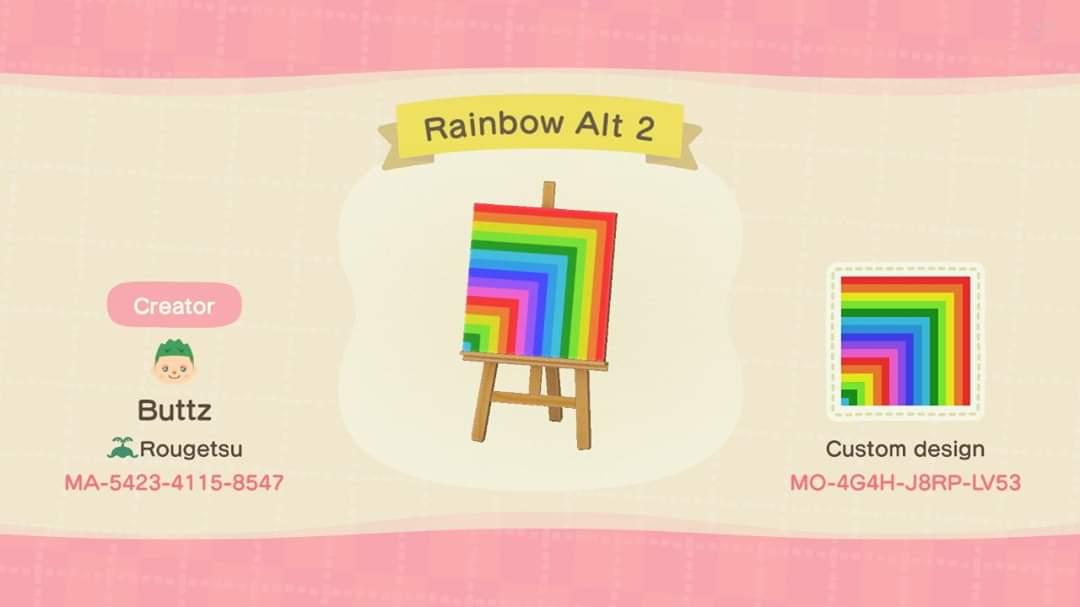 Animal Crossing Design Code: MO-4G4H-J8RP-LV53 Rainbow Alt 2