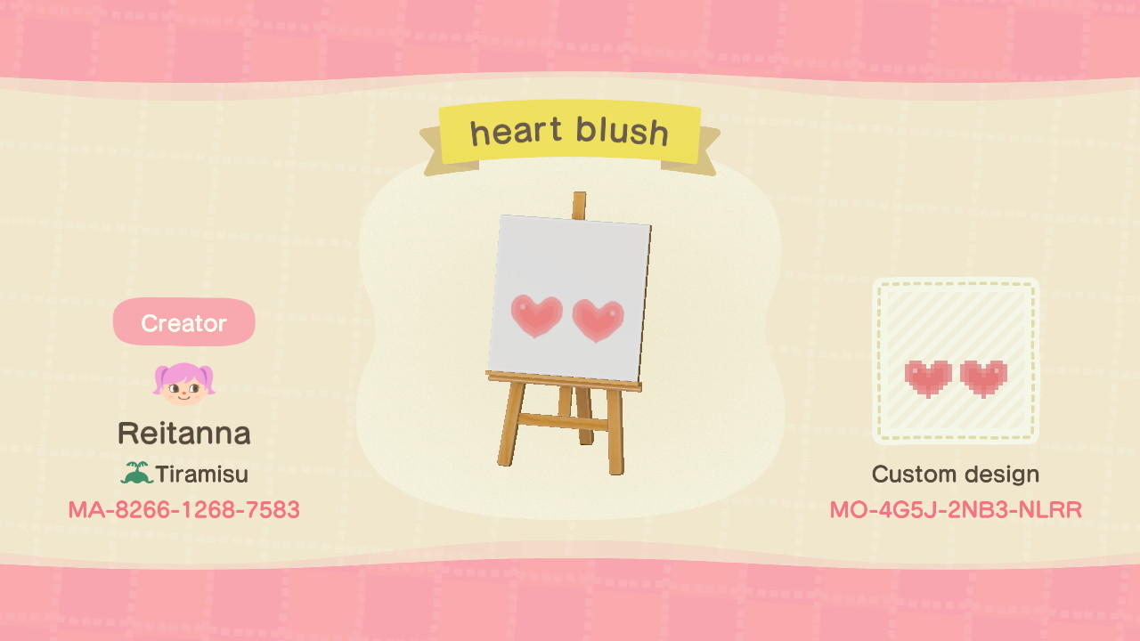 Animal Crossing Design Code: MO-4G5J-2NB3-NLRR heart blush