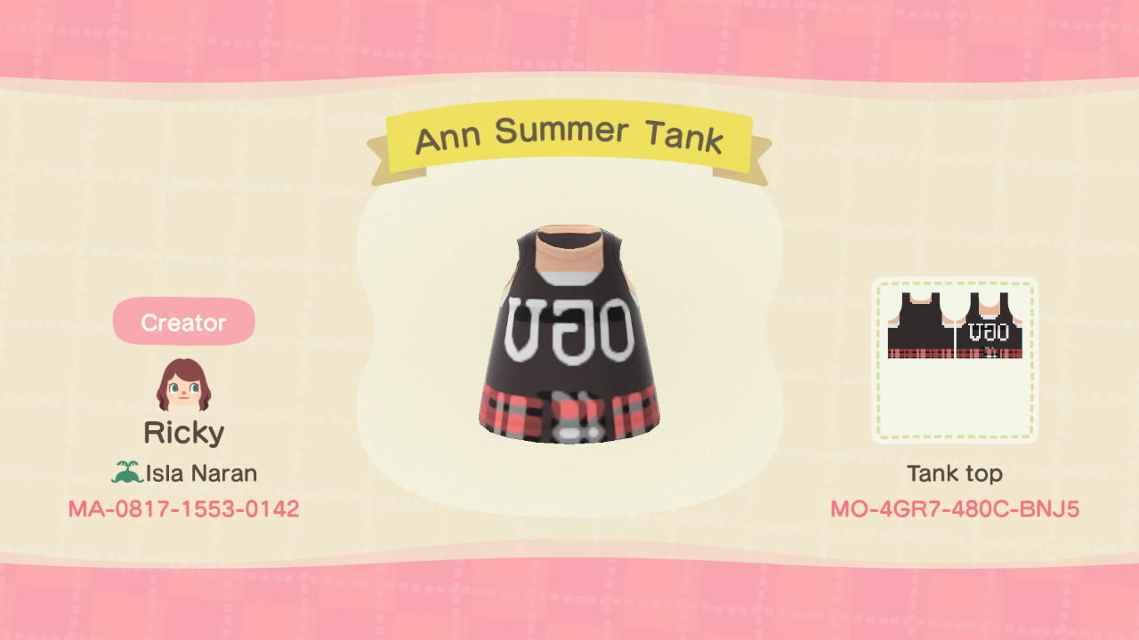 Animal Crossing Design Code: MO-4GR7-480C-BNJ5 Ann Summer Persona 5