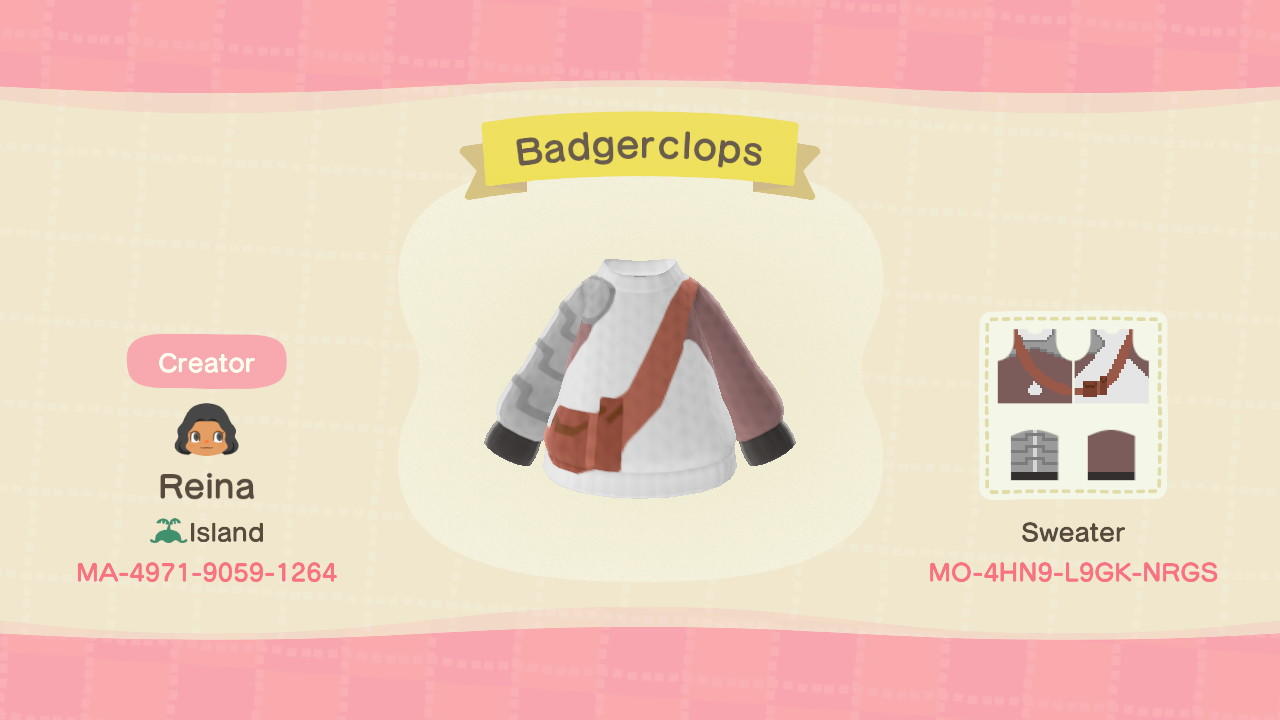 Animal Crossing Design Code: MO-4HN9-L9GK-NRGS Baderclops