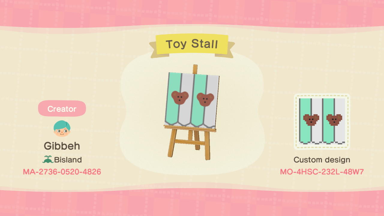 Animal Crossing Design Code: MO-4HSC-232L-48W7 Toy Stall