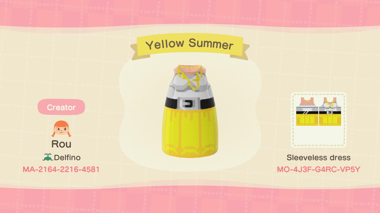 Animal Crossing Design Code: MO-4J3F-G4RC-VP5Y Yellow Summer Beads