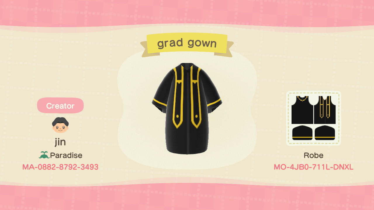 Animal Crossing Design Code: MO-4JB0-711L-DNXL Graduation Gown