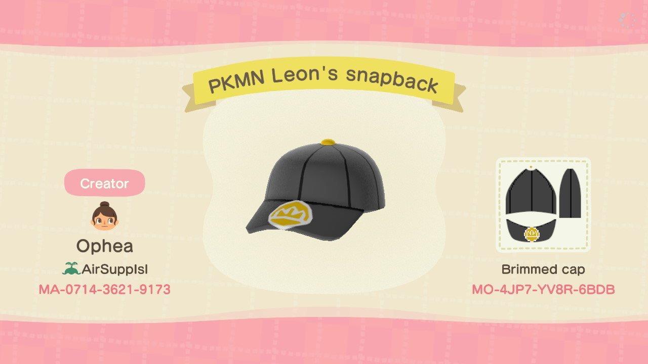 Animal Crossing Design Code: MO-4JP7-YV8R-6BDB Leon&#39;s snapback