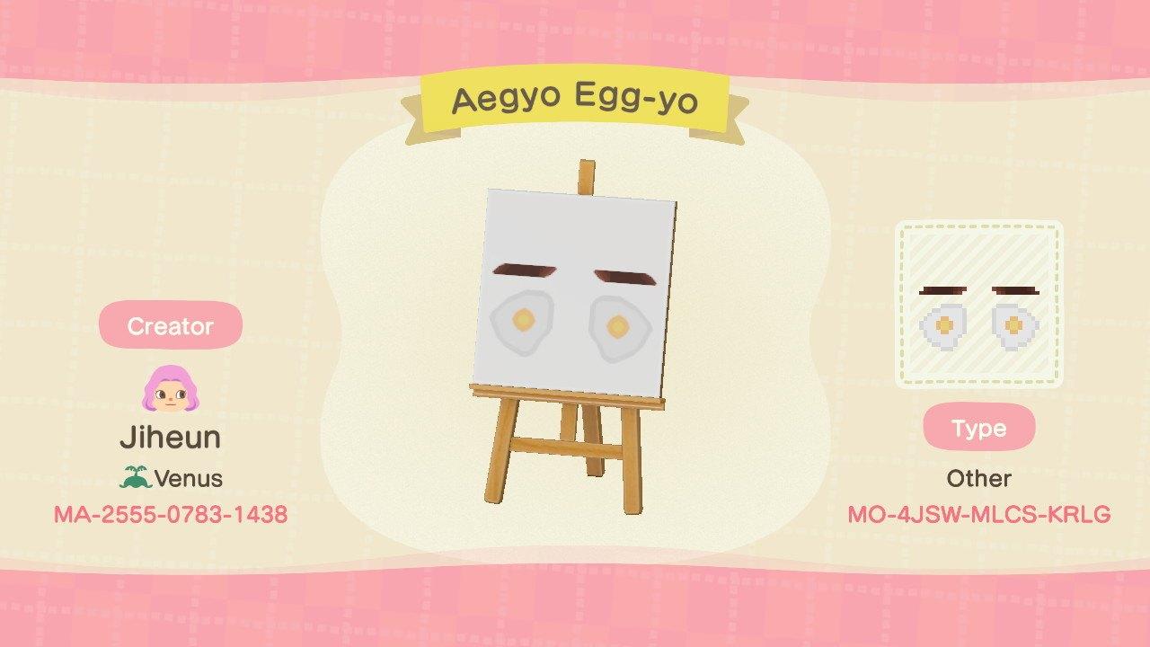 Animal Crossing Design Code: MO-4JSW-MLCS-KRLG Aegyo Egg-yo