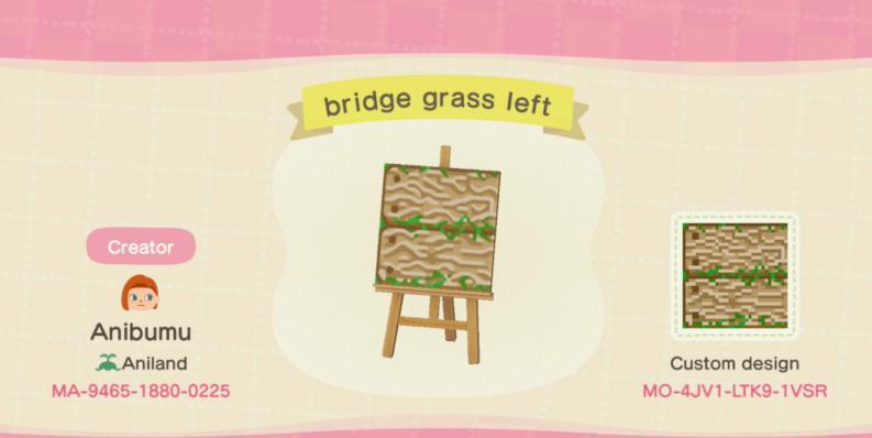 Animal Crossing Design Code: MO-4JV1-LTK9-1VSR bridge grass left