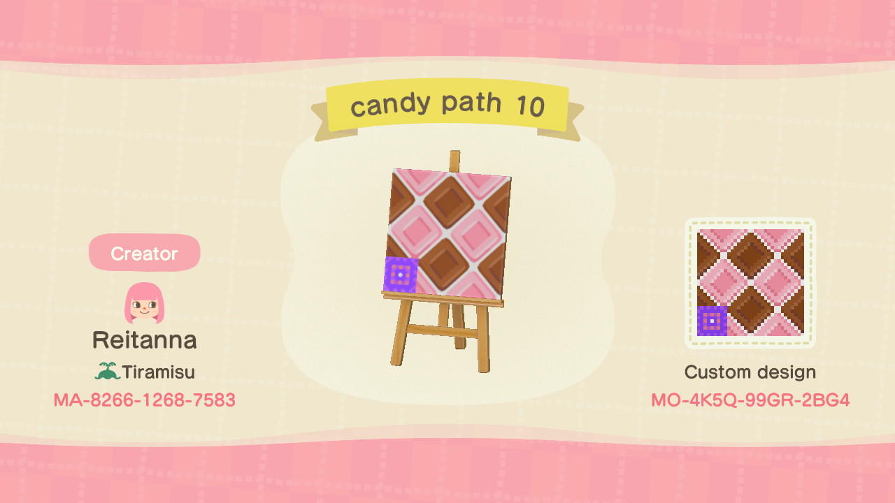 Animal Crossing Design Code: MO-4K5Q-99GR-2BG4 candy path 10