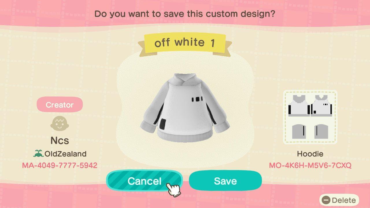 Animal Crossing Design Code: MO-4K6H-M5V6-7CXQ Off White