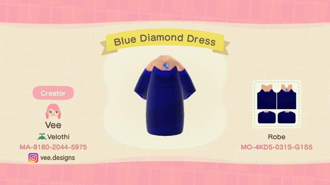 Animal Crossing Design Code: MO-4KD5-031S-G1S5 Blue Diamond Dress