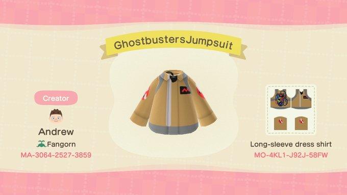 Animal Crossing Design Code: MO-4KL1-J92J-58FW GhostbustersJumpsuit