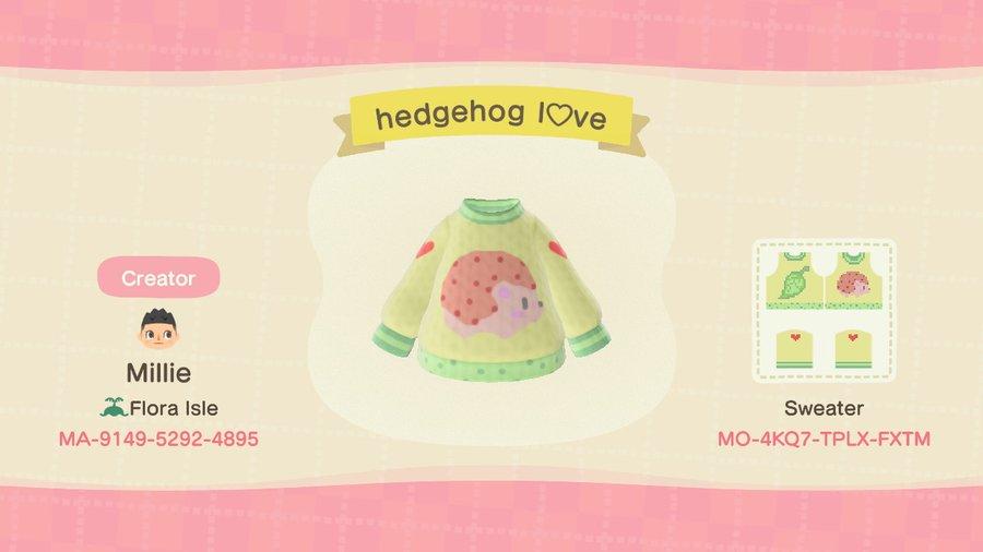Animal Crossing Design Code: MO-4KQ7-TPLX-FXTM hedgehog love