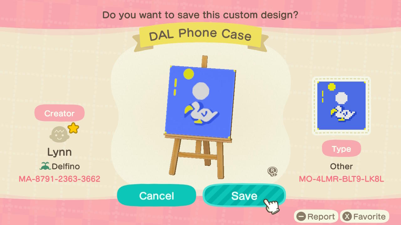 Animal Crossing Design Code: MO-4LMR-BLT9-LK8L DAL Phone Case