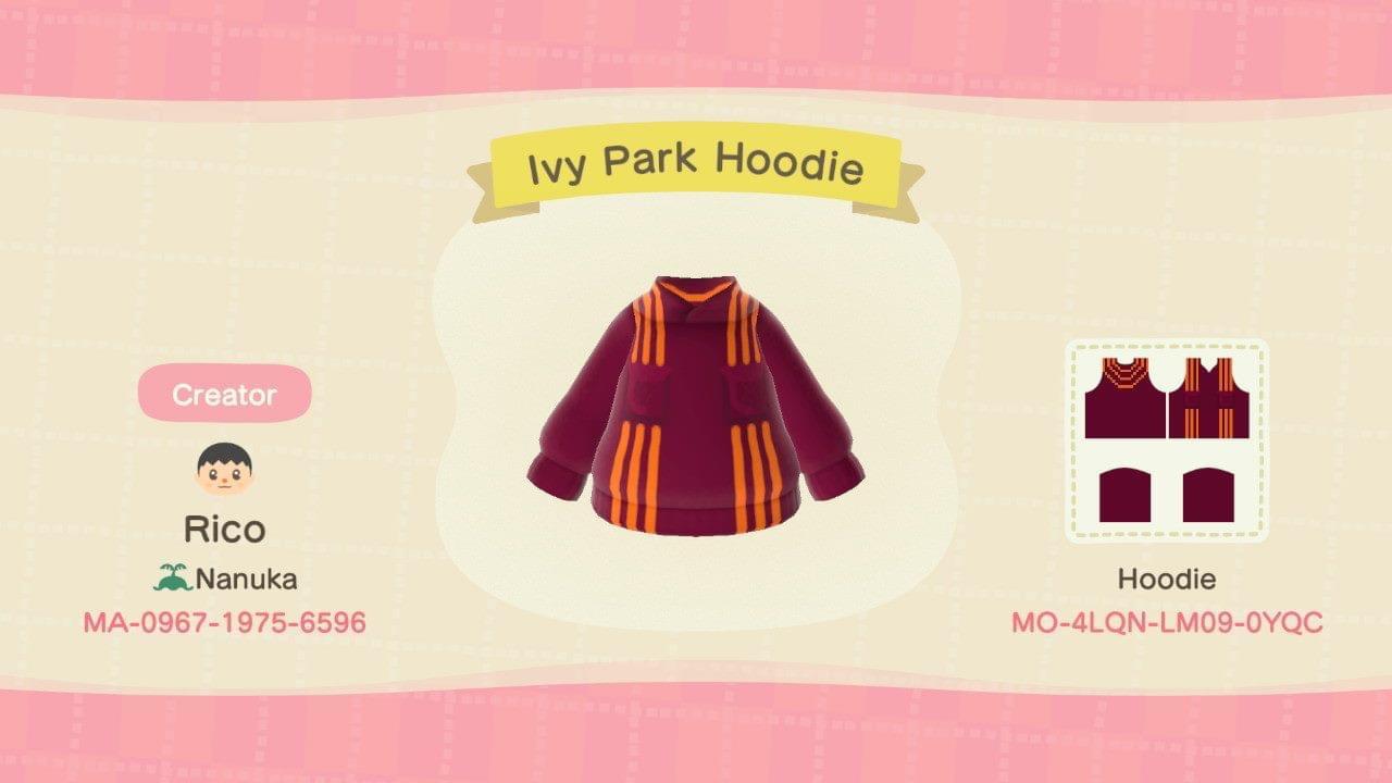 Animal Crossing Design Code: MO-4LQN-LM09-0YQC Ivy Park Hoodie