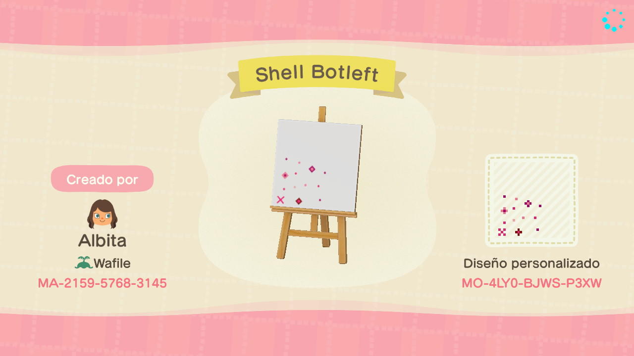 Animal Crossing Design Code: MO-4LY0-BJWS-P3XW Shell Botleft