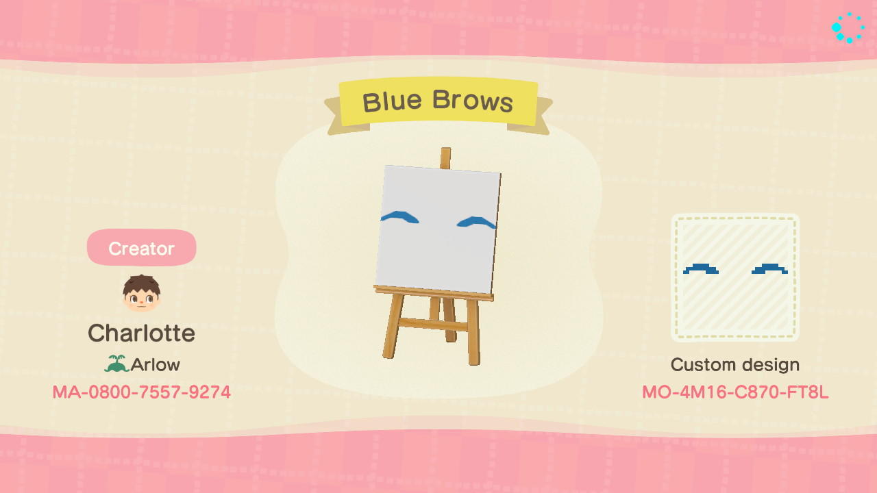 Animal Crossing Design Code: MO-4M16-C870-FT8L Blue Eyebrows