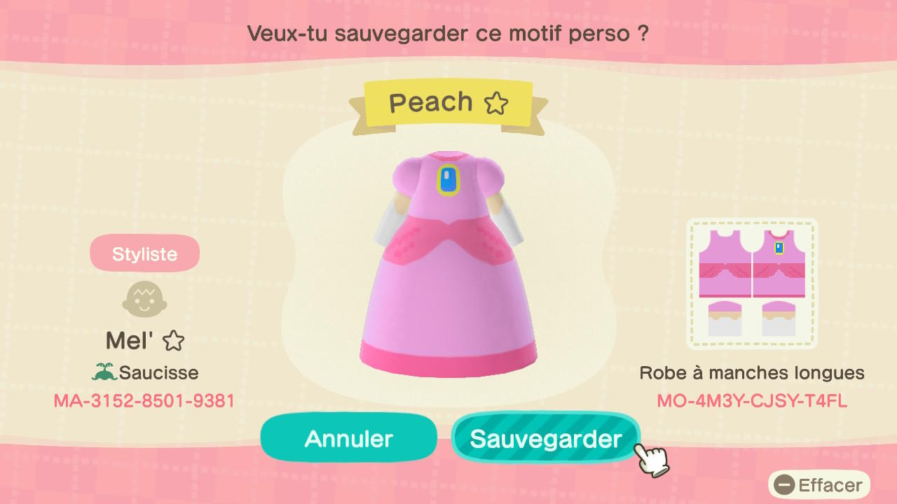 Animal Crossing Design Code: MO-4M3Y-CSJY-T4FL Peach â˜†