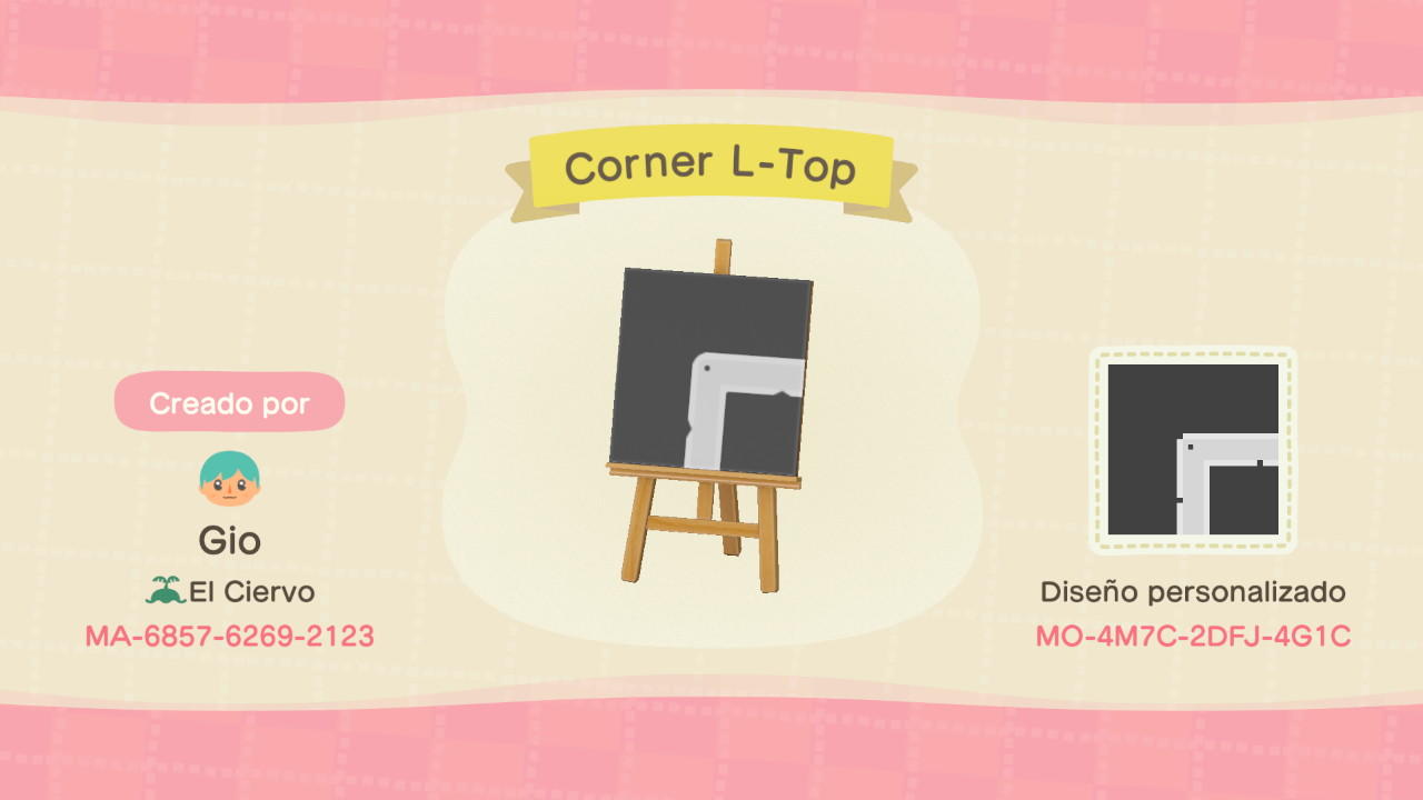 Animal Crossing Design Code: MO-4M7C-2DFJ-4G1C Corner Street L-Top