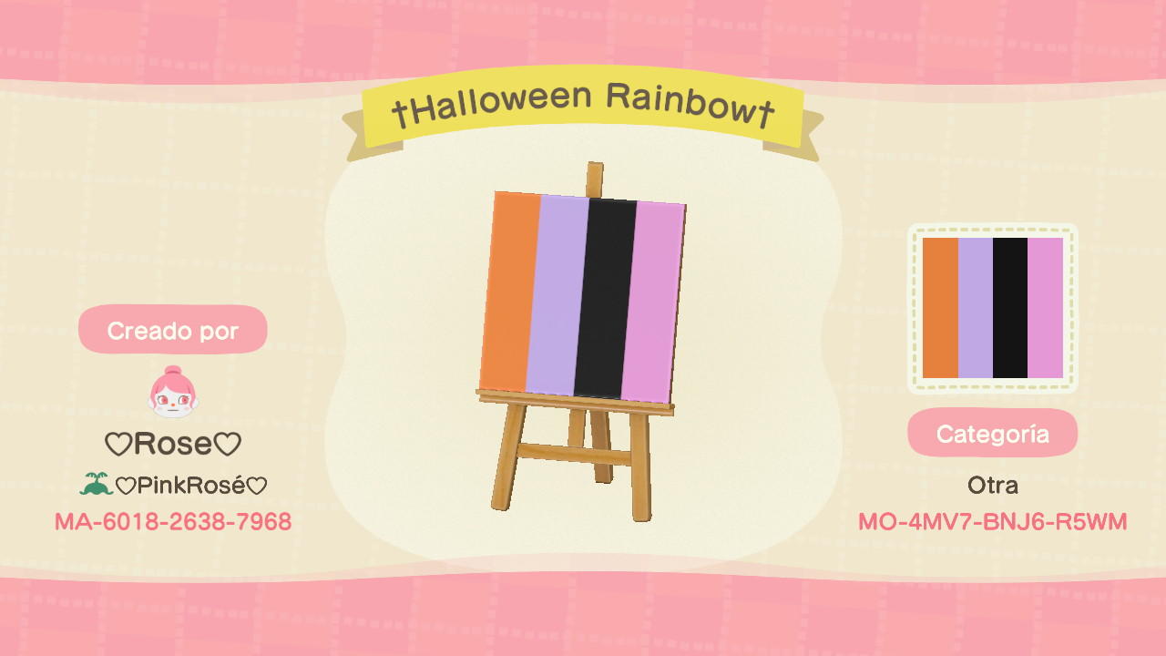 Animal Crossing Design Code: MO-4MV7-BNJ6-R5WM Halloween Rainbow