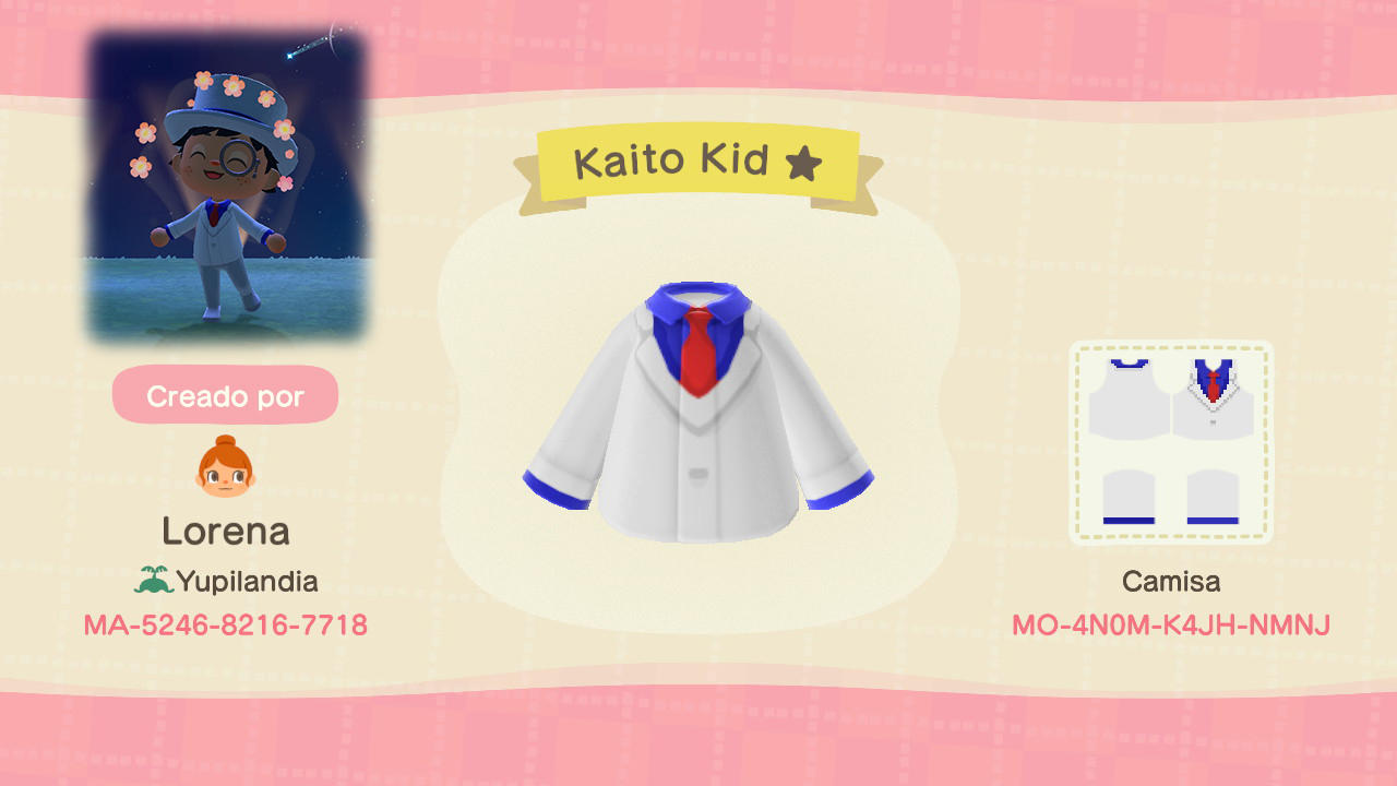 Animal Crossing Design Code: MO-4N0M-K4JH-NMNJ Kaito Kid ★