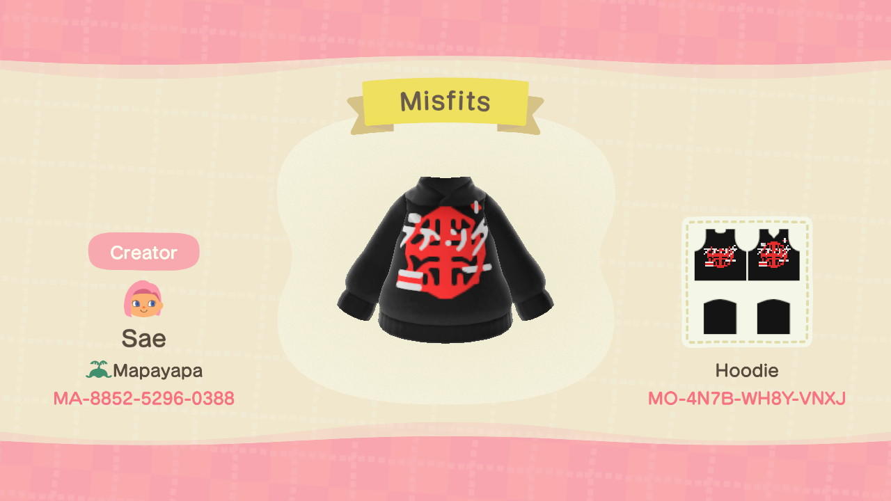 Animal Crossing Design Code: MO-4N7B-WH8Y-VNXJ Misfits