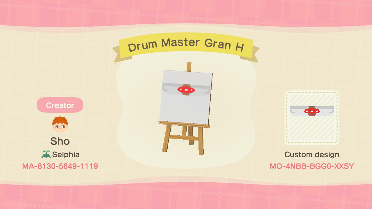Animal Crossing Design Code: MO-4NBB-BGG0-XXSY Drum Master Gran H