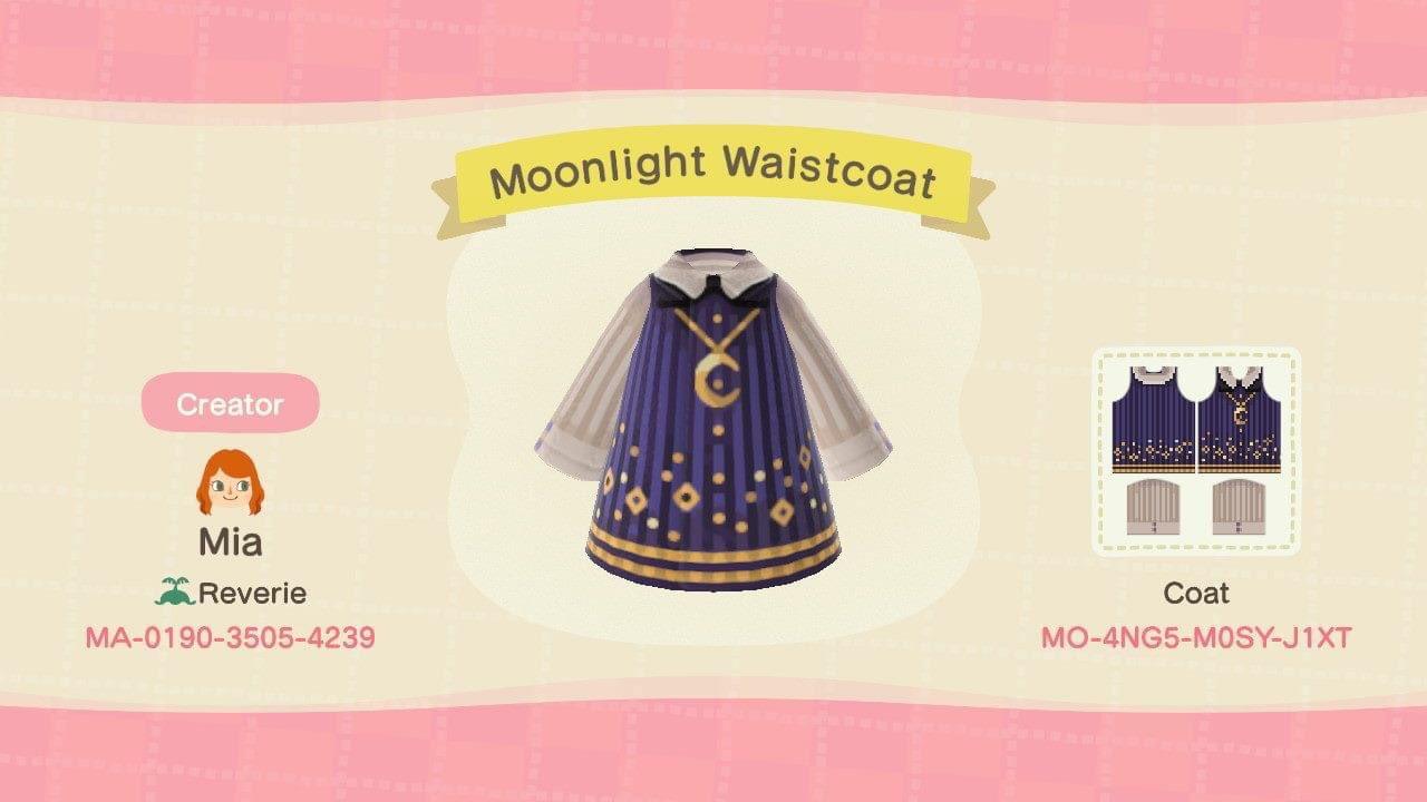 Animal Crossing Design Code: MO-4NG5-M0SY-J1XT Moonlight Waistcoat
