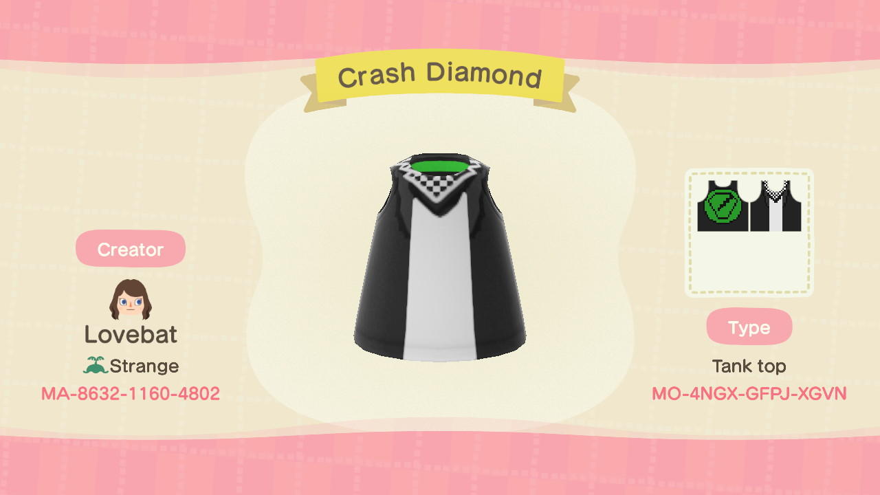 Animal Crossing Design Code: MO-4NGX-GFPJ-XGVN Crash Diamond