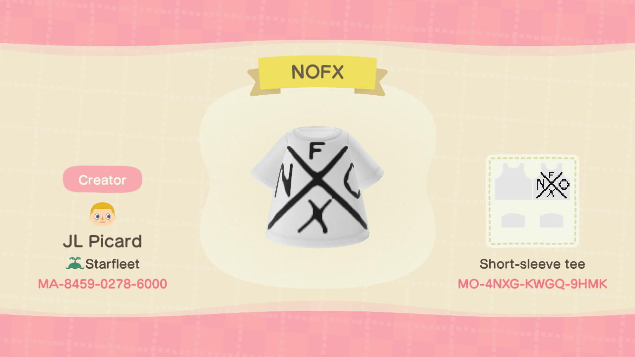Animal Crossing Design Code: MO-4NXG-KWGQ-9HMK NOFX