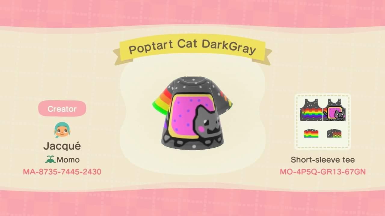 Animal Crossing Design Code: MO-4P5Q-GR13-67GN Poptart Cat DarkGray