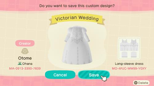 Animal Crossing Design Code: MO-4PJC-WW99-Y0XY Victorian Wedding